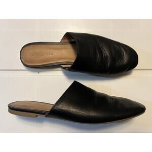Madewell Mules Women’s 10 Black Leather Slip On Flats Minimalist Comfort Shoes